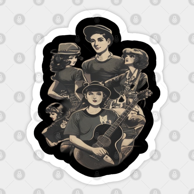 Vintage Music Group Sticker by Pixel Threads 